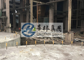 130T/H循环流化床锅炉脱硫塔基础及预埋螺栓完工